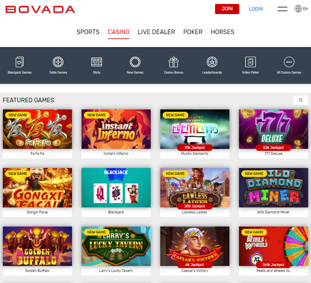 Bovada Casino Website