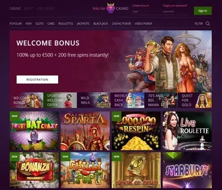 Malina Casino Screenshot Pl